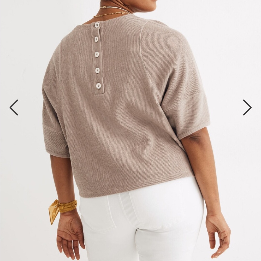 100%organic cotton madewell Ottoman Jacquard Button-Back Top